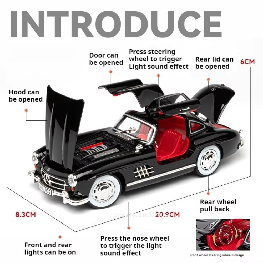 1:24 300SL W140 Alloy Model To - огляд і ціна Model Kit Mustang